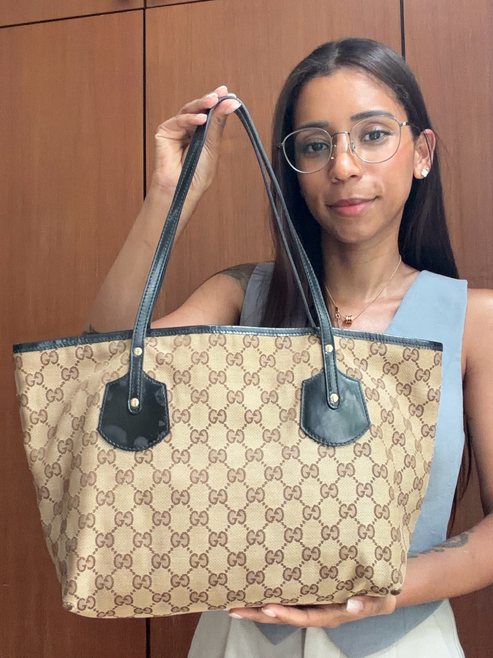 Vintage Gucci GG Canvas Tote Bag – Beige & Brown